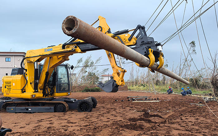 “摩羯”来袭，平博开挖立杆一体机跑赢时间助力抗灾复电抢修